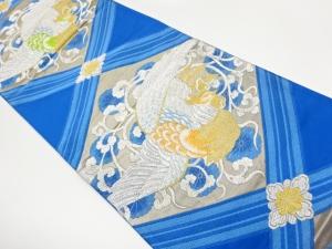菱に花鳥・唐草模様織出し袋帯